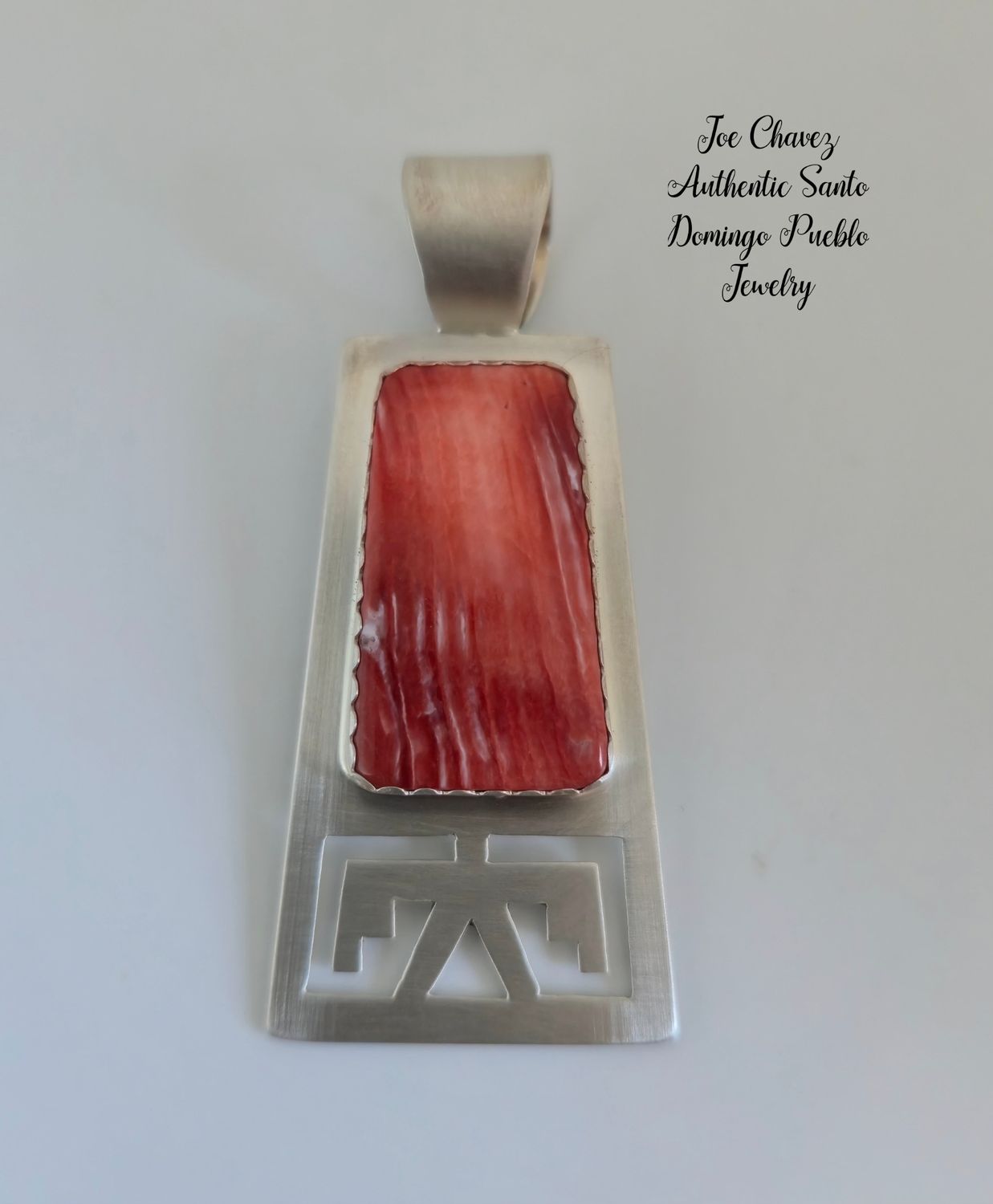 Sterling silver Pendent with Spiney Oyster shell &amp; traditional Pueblo symbols