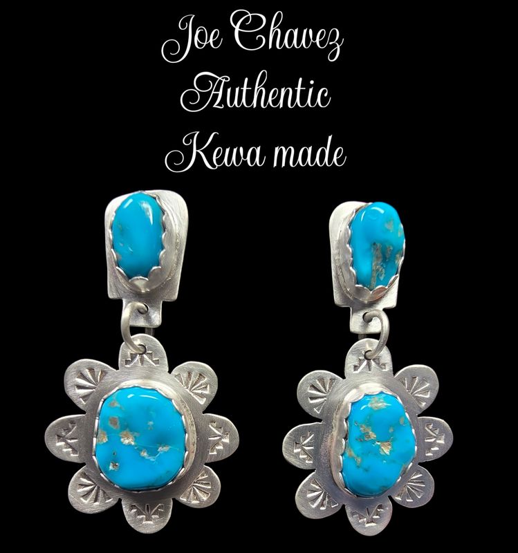 Gorgeous sterling silver earrings with Sleeping Beauty turquoise