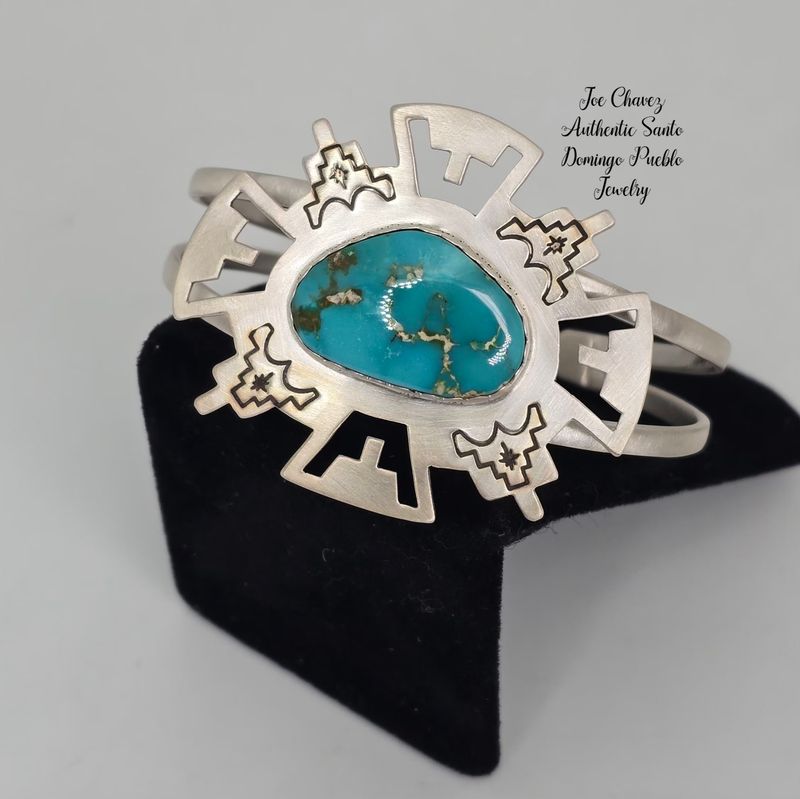 Sterling silver cuff with Carico Lake turquoise