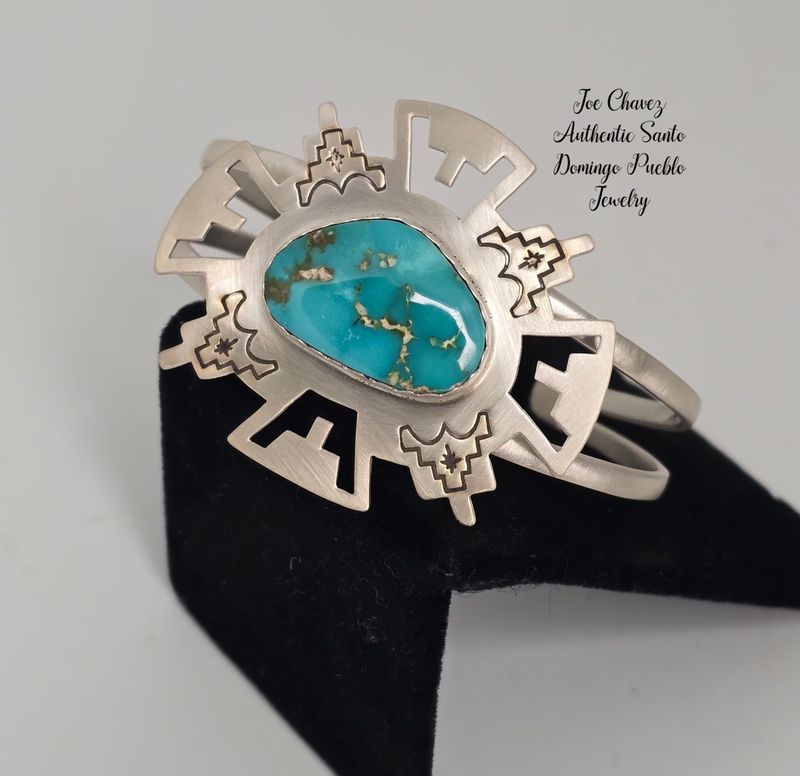 Sterling silver cuff with Carico Lake turquoise