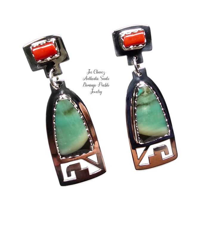 Sterling silver earrings with Natural Petrified opalized palm wood &amp; Coral