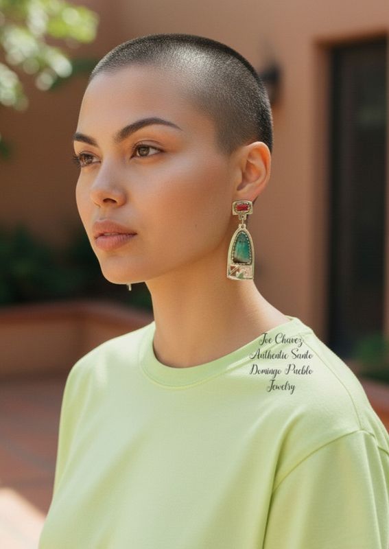 Sterling silver earrings with Natural Petrified opalized palm wood &amp; Coral