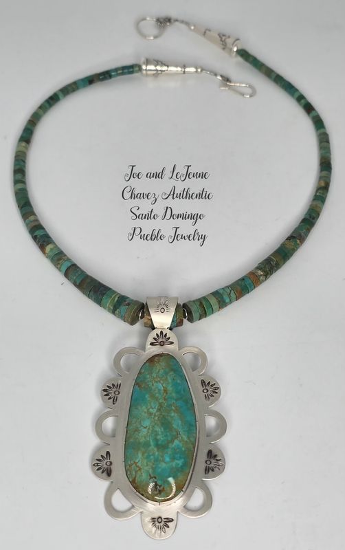 Tyrone turquoise Pendent combined with Kingman turquoise necklace