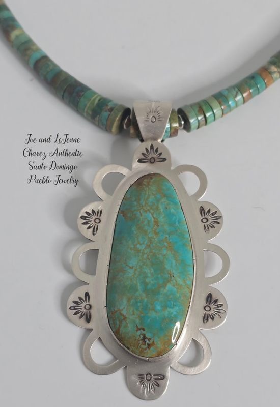 Tyrone turquoise Pendent combined with Kingman turquoise necklace