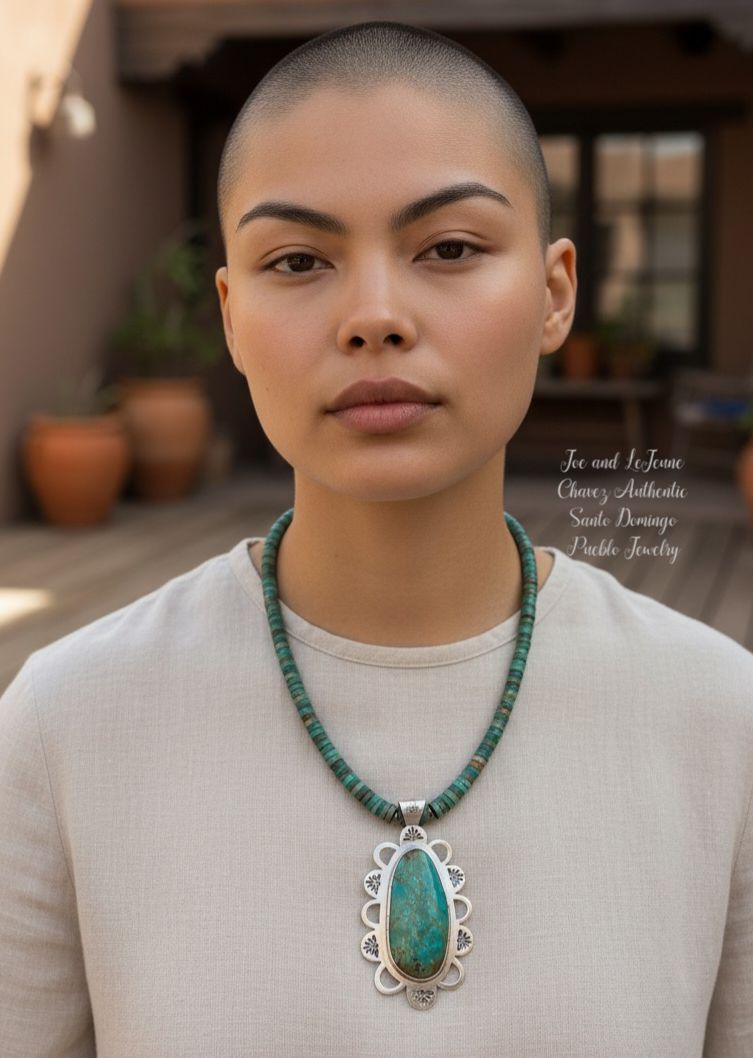 Tyrone turquoise Pendent combined with Kingman turquoise necklace