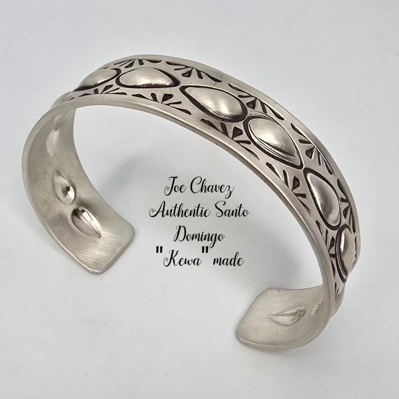 Brushed sterling silver Repoussé stampwork cuff