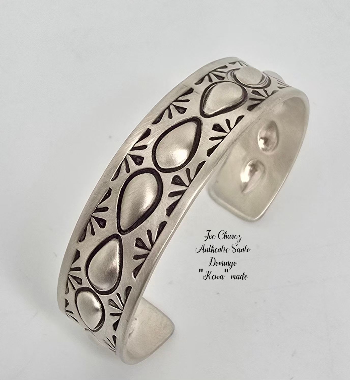 Brushed sterling silver Repoussé stampwork cuff