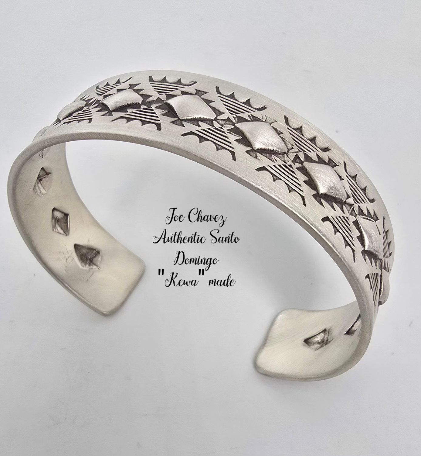 Brushed sterling silver Repoussé stampwork cuff