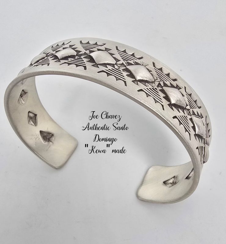 Brushed sterling silver Repoussé stampwork cuff