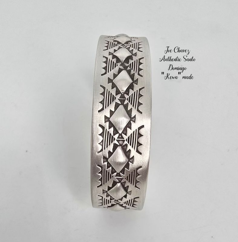Brushed sterling silver Repoussé stampwork cuff