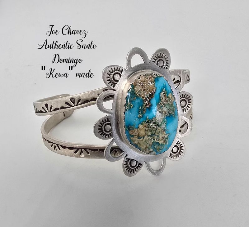Sterling silver bracelet with rare Castle Dome Turquoise