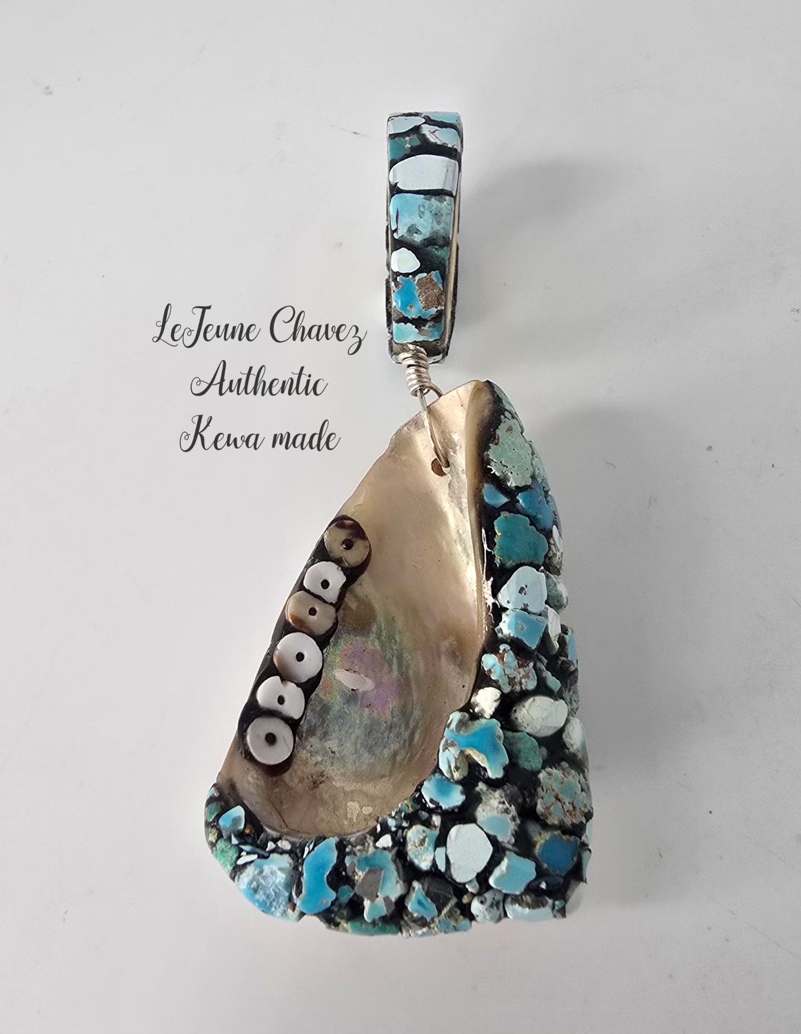 Natural Lone Mountain turquoise cobblestone inlaid Pendent