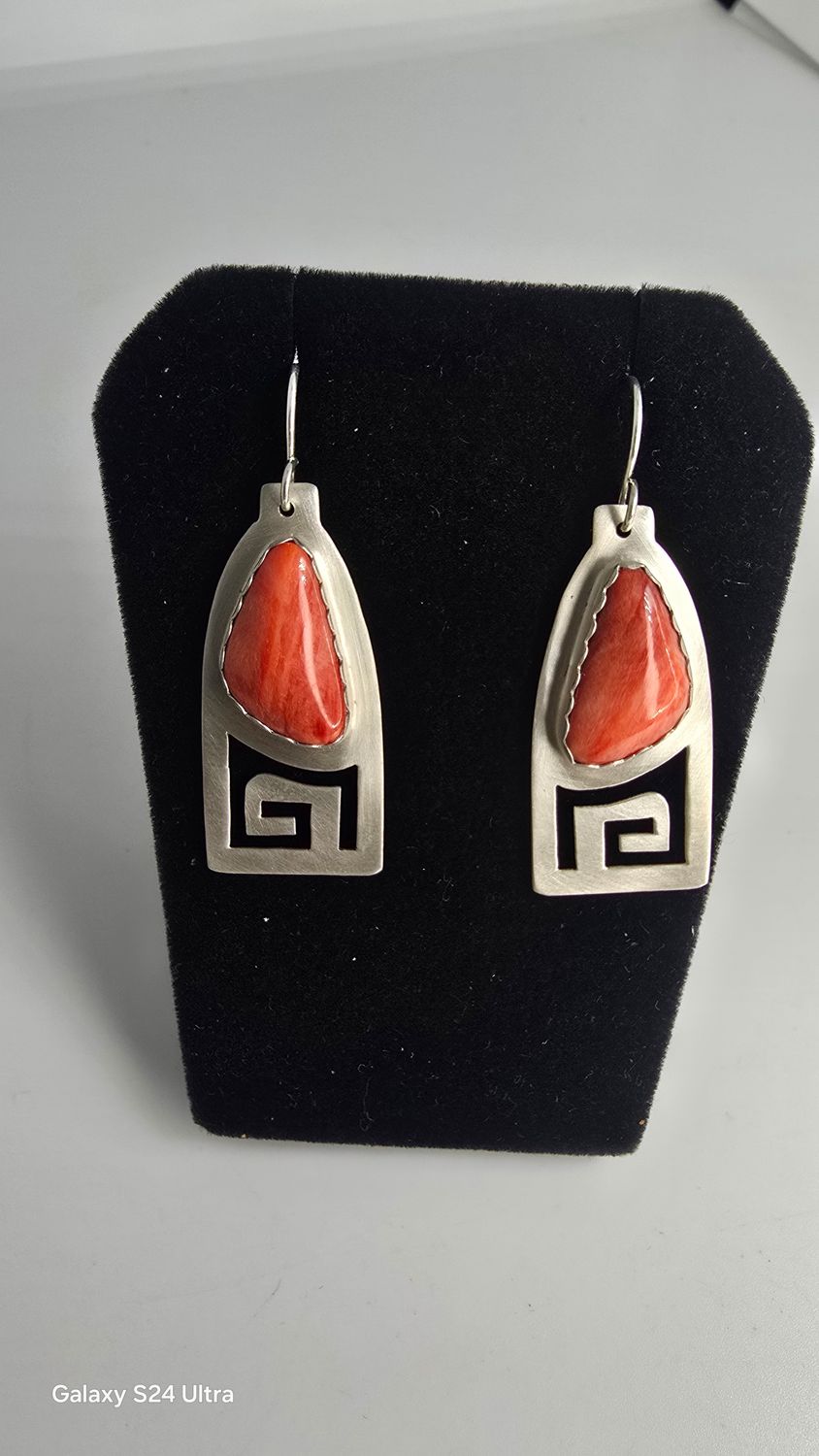 Sterling silver earrings with natural Spiney Oyster shell