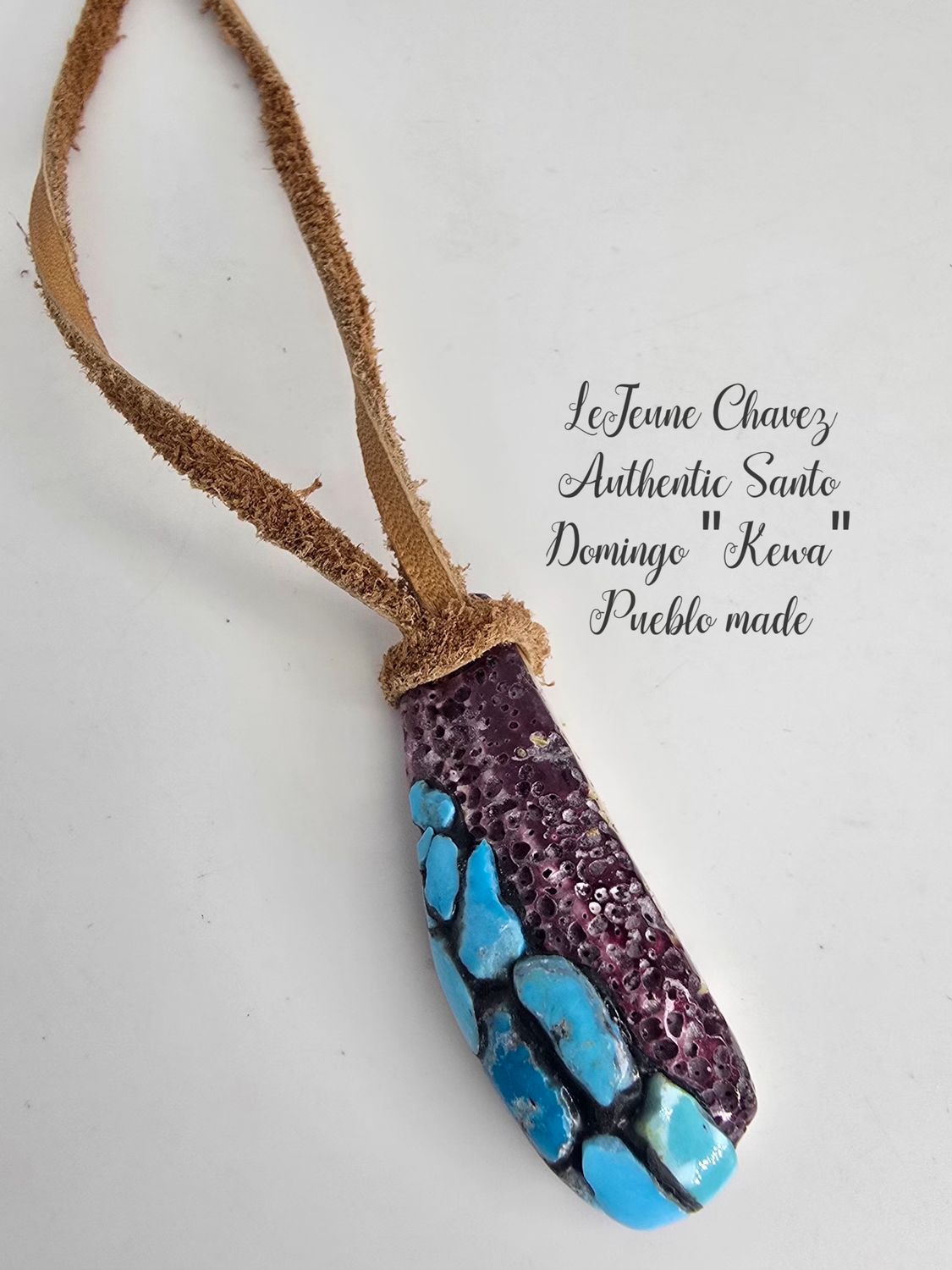 Natural mauve colored Spiney Oyster shell inlaid with blue Kingman turquoise turquoise
