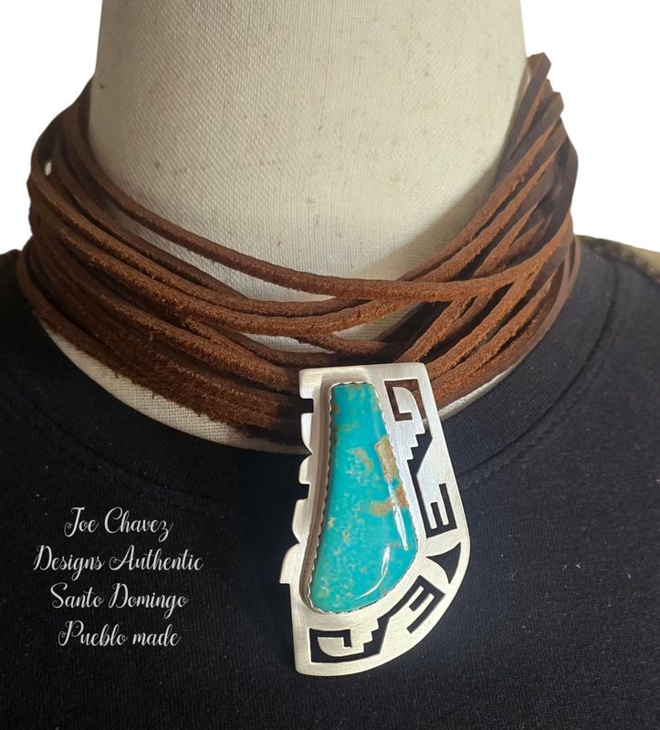 Sterling silver pendant with shepard hook and Kingman turquoise stone 