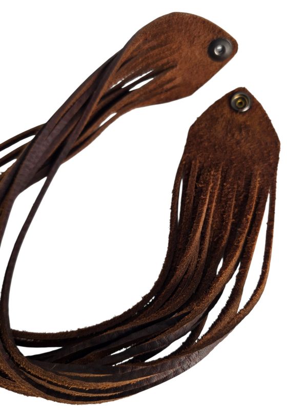 Multi strand leather neck piece with snap closer