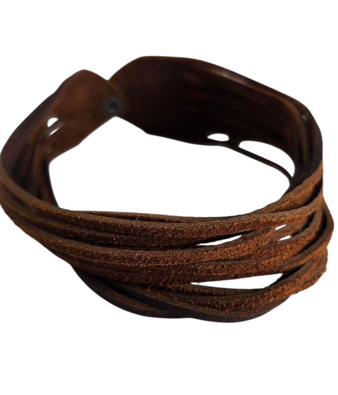 Multi strand leather neck piece with snap closer