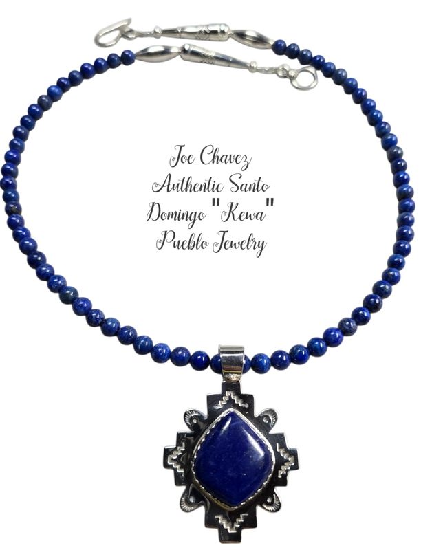 LAPIS LAZULI NECKLACE WITH STERLING SILVER PENDENT/LAPIS STONE