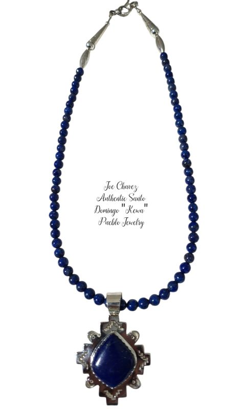 LAPIS LAZULI NECKLACE WITH STERLING SILVER PENDENT/LAPIS STONE