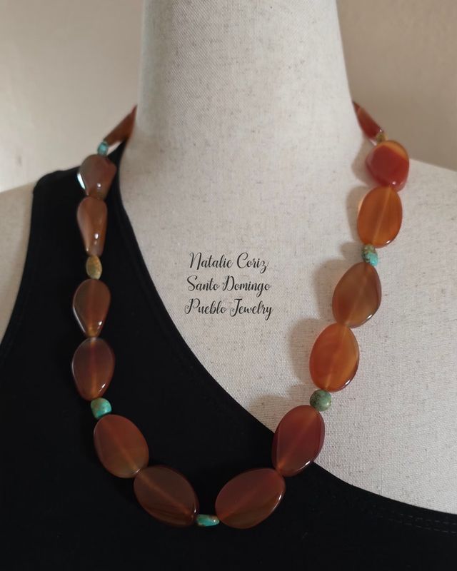 Carnelian and Turquoise stone necklace
