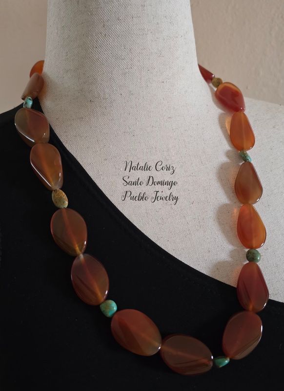 Carnelian and Turquoise stone necklace