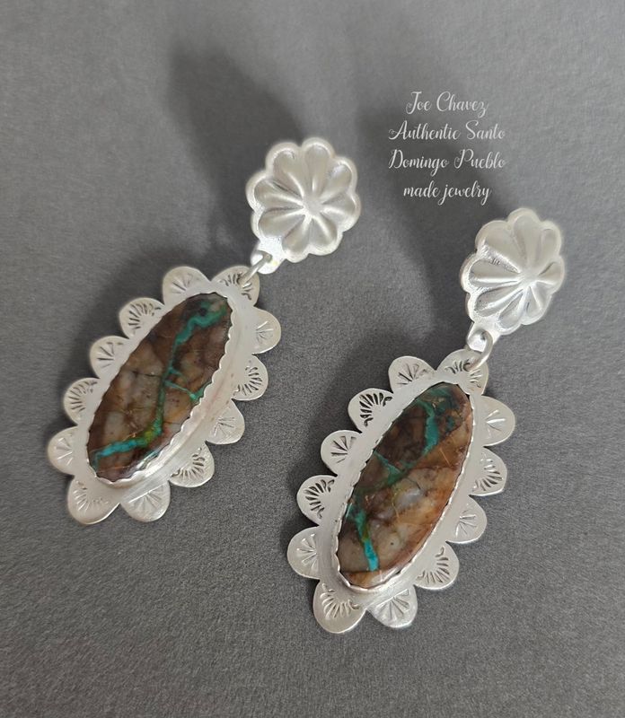 Sterling silver brushed finish with Royston Ribbon Turquoise