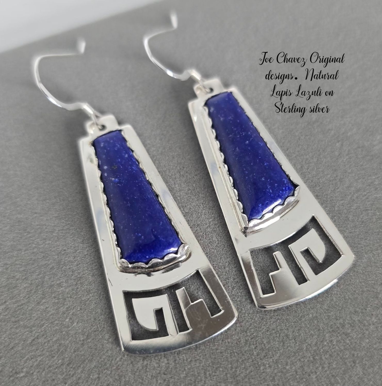 Sterling silver earrings with High-quality Natural Lapis Lazuli stone