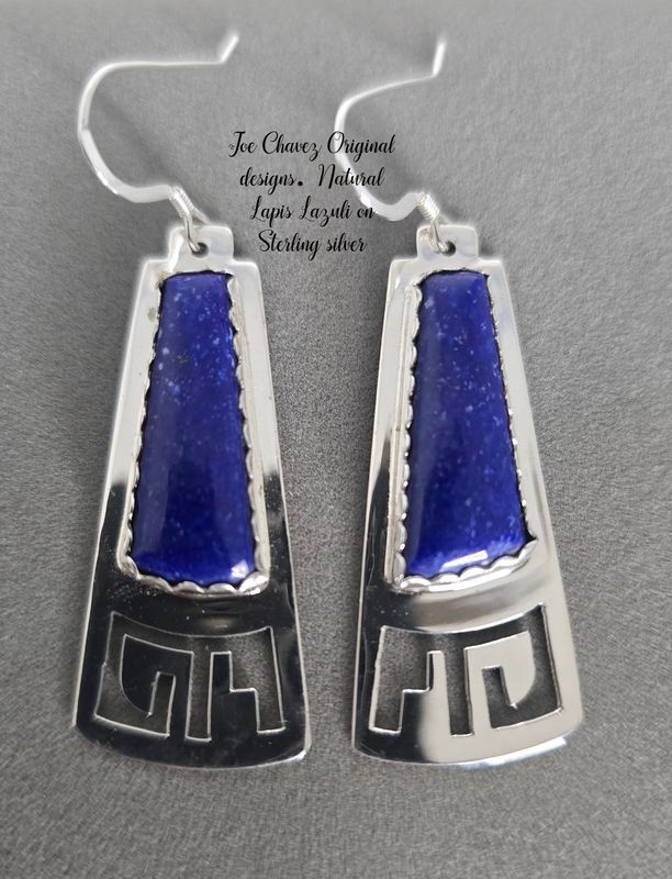 Sterling silver earrings with High-quality Natural Lapis Lazuli stone