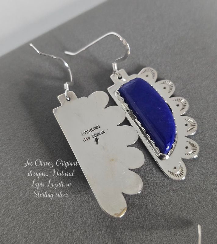 Sterling silver earrings with High-quality Natural Lapis Lazuli stone