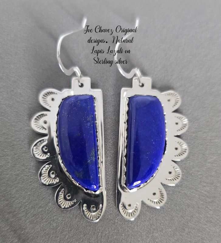 Sterling silver earrings with High-quality Natural Lapis Lazuli stone