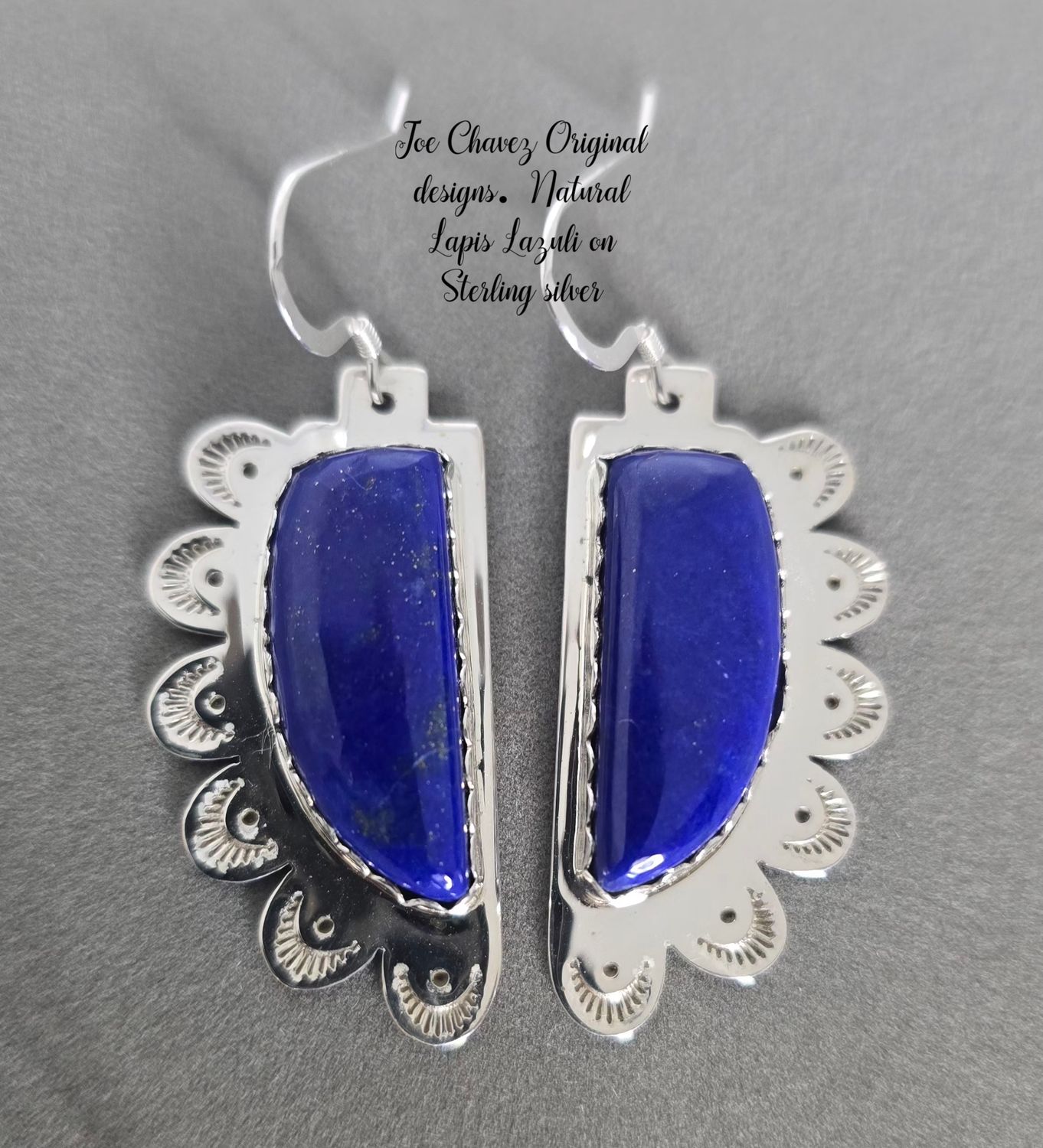 Sterling silver earrings with High-quality Natural Lapis Lazuli stone