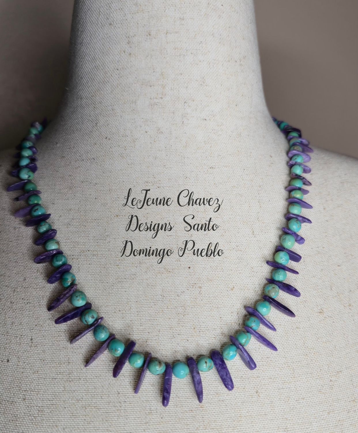 Natural Charoite and Kingman turquoise wearable art