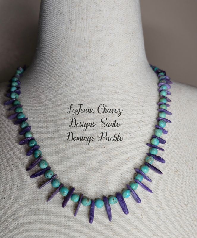 Natural Charoite and Kingman turquoise wearable art