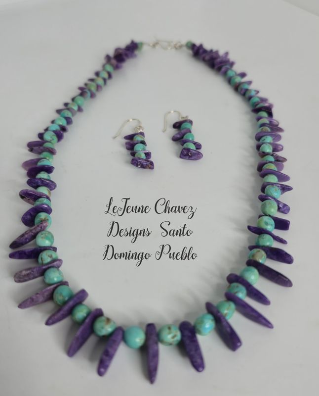 Natural Charoite and Kingman turquoise wearable art