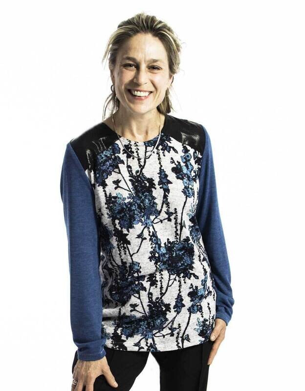 Leatherette Shoulders Sweater