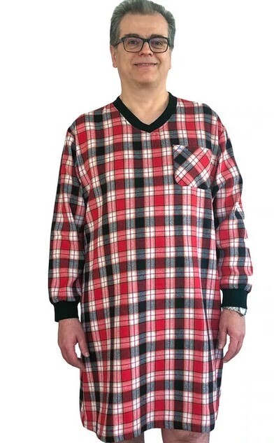 Red Plaid Flannel Nightshirt (Joey)