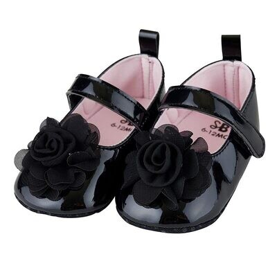 Baby Fancy Black Rose Shoe