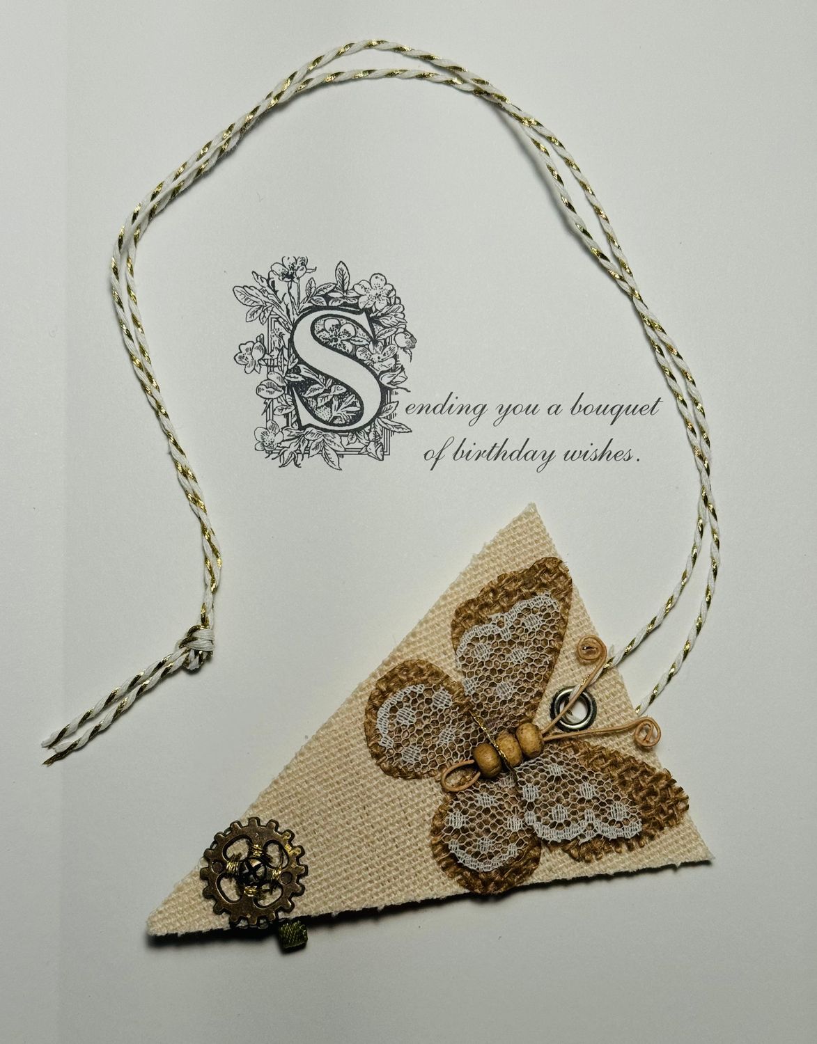 Keepsake Sentimental Handmade Butterfly Tag with a Birthday Greeting Card