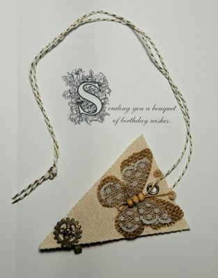 Keepsake Sentimental Handmade Butterfly Tag with a Birthday Greeting Card
