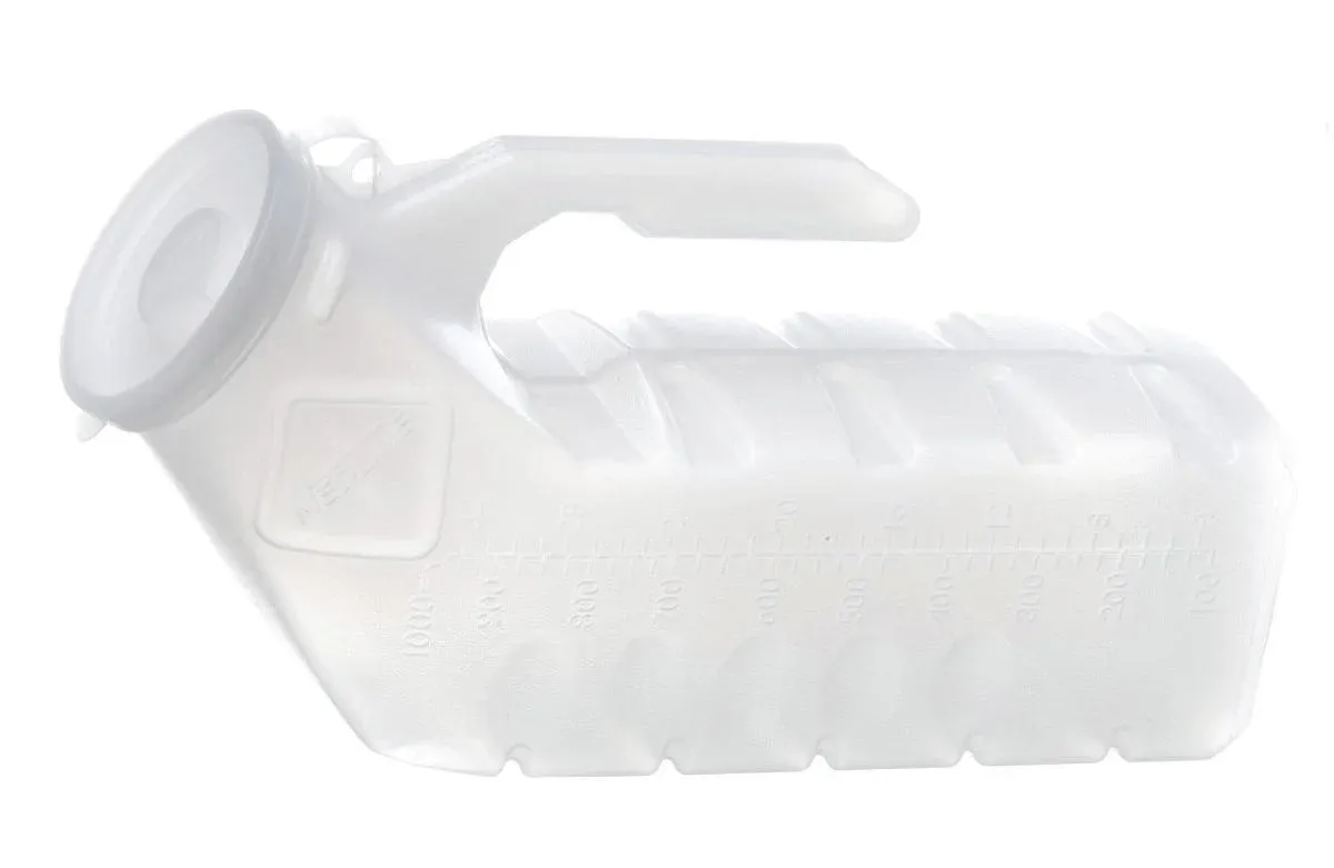 Male Urinal W/Lid, Translucent Plastic, Single Use