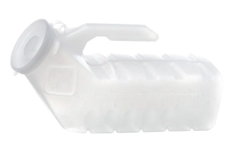 Male Urinal W/Lid, Translucent Plastic, Single Use