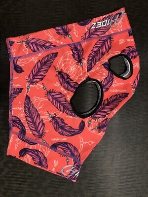 Hidez Printed Mask - small or medium - in-stock “coral with feathers ” print