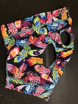 Hidez Printed Mask - large - in-stock “neon feathers”