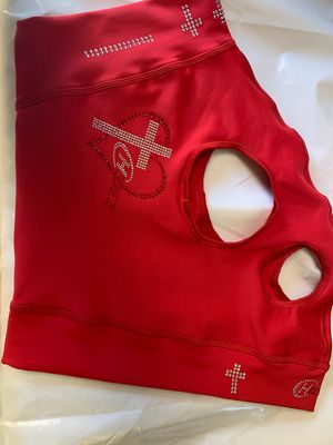 Hidez Mask with Bling - Red with Heart and Cross. Medium