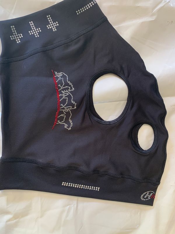 Hidez Mask with Bling - Medium - black with running horses  and bling Hidez logo