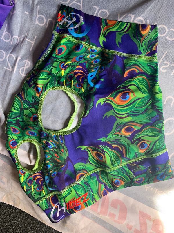 Hidez Printed Mask - small - in-stock “purple peacock ” print