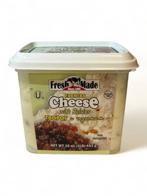 Fresh Made Farmer Cheese With Raisins ​16oz (453g)