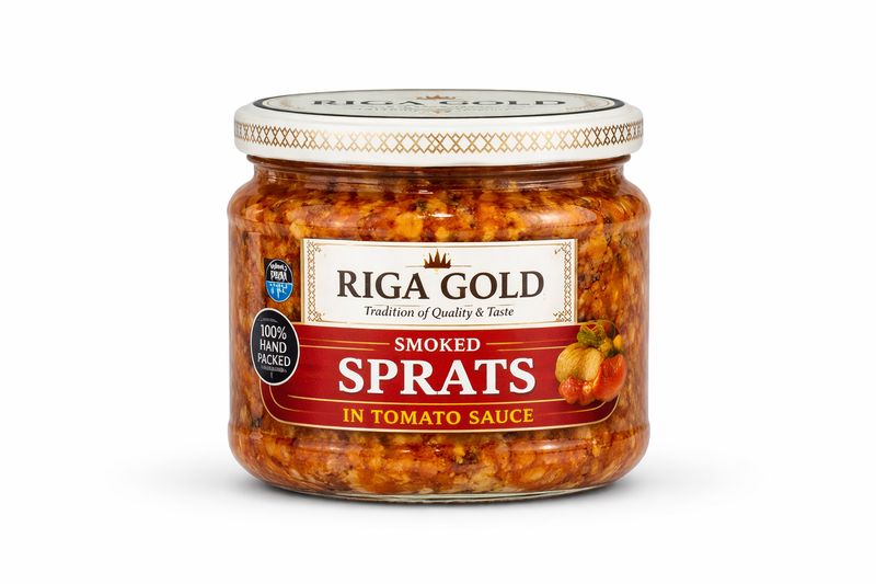 Riga Gold Smoked Sprats in Tomato Sauce (Jar) / 250 g