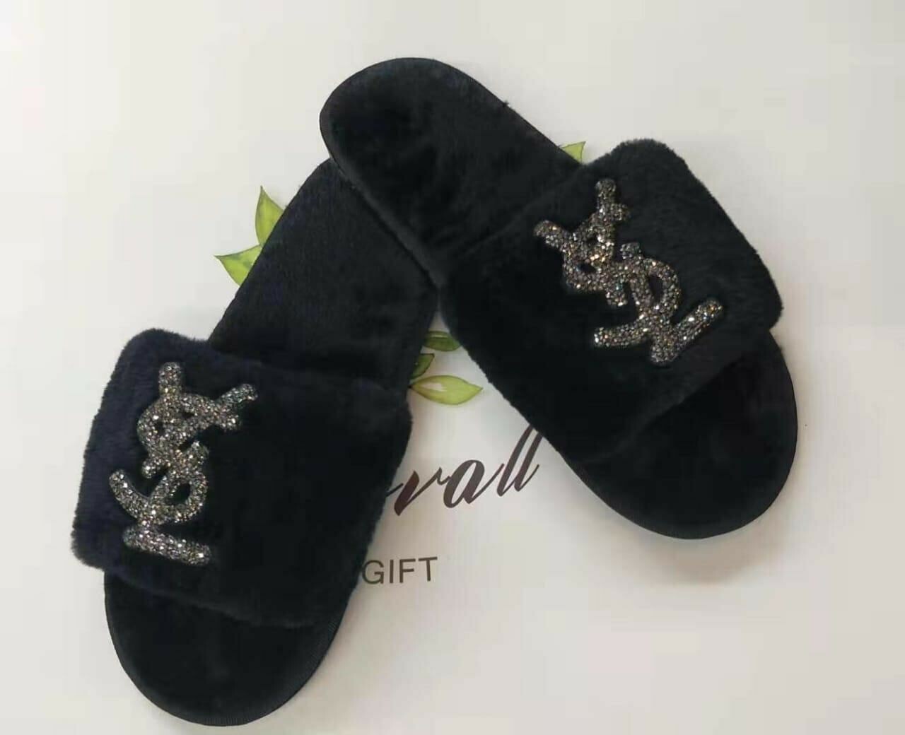 ysl fur slides