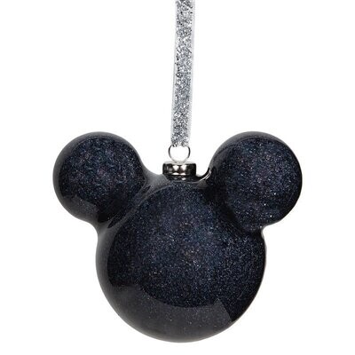 Disney Mickey Mouse Glitter Kerstbal Ornament Zwart